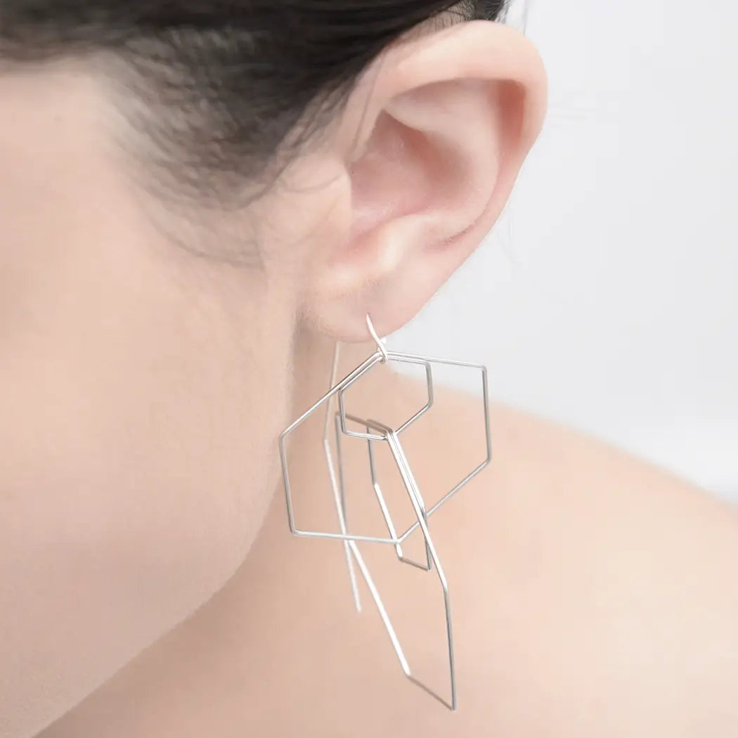 Hexxxx Earrings in Satin Silver - Heart of the Home Inc