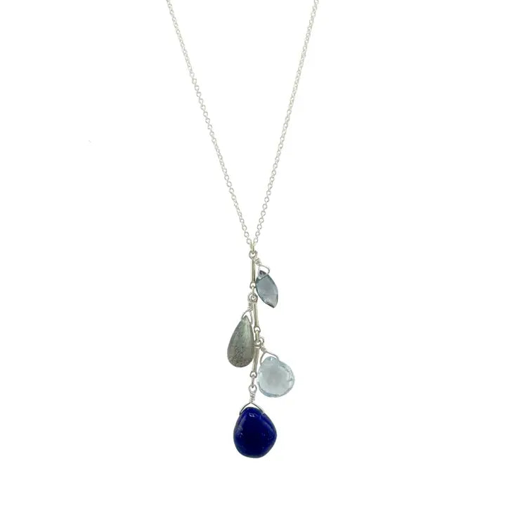 Blue Gemstone Drop Necklace - Heart of the Home Inc