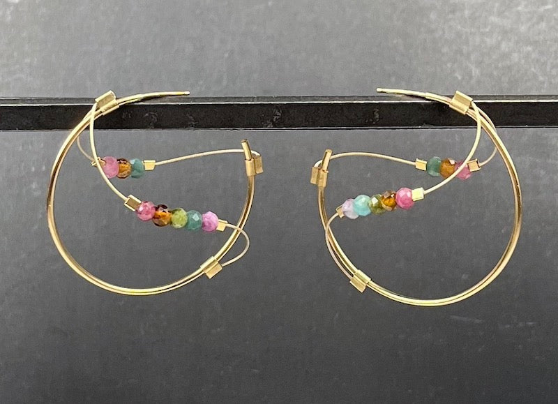 Sine Hoop Earrings in Gold & Tourmaline - Heart of the Home LV