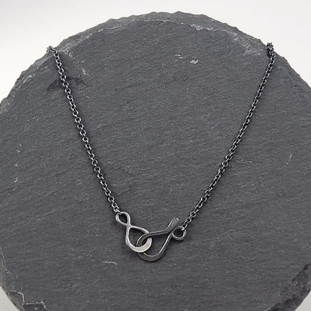 Gold and Oxidized Silver Champagne Crescent Necklace - Heart of the Home LV