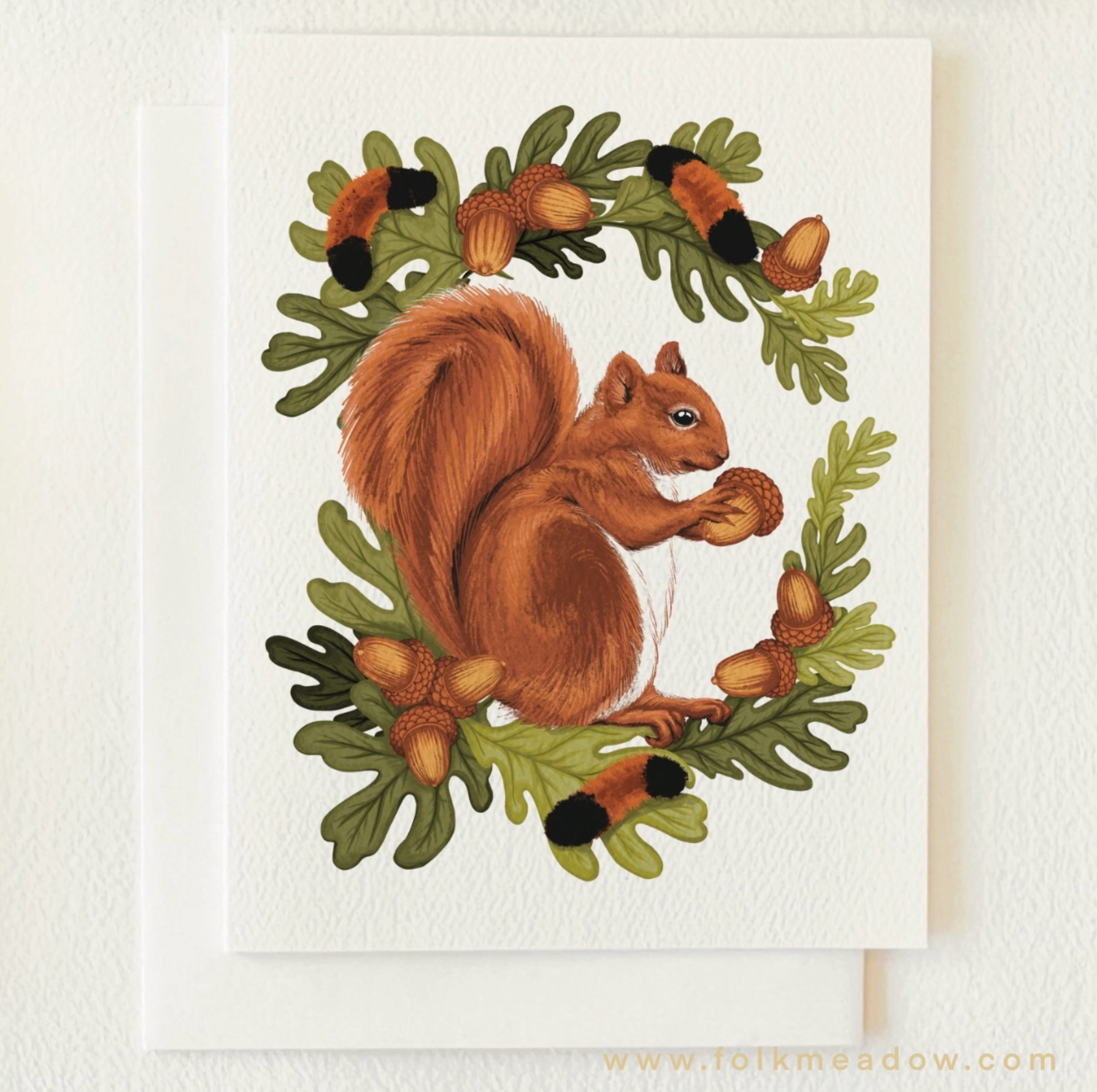 Squirrel, Oak, & Wooly Bears Blank Card - Heart of the Home Inc