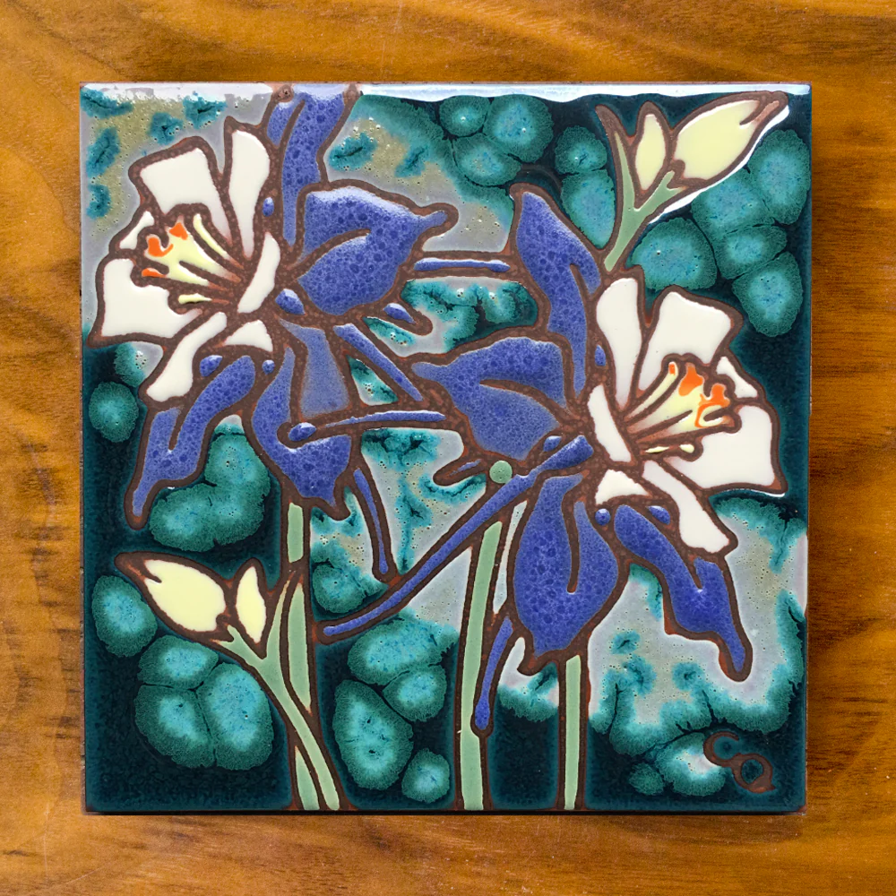 Columbine Flowerl Glazed Tile - Heart of the Home Inc