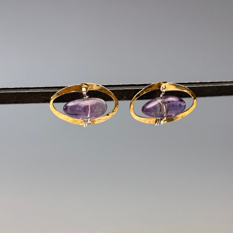 Amethyst Pebble Post Earrings - Heart of the Home Inc