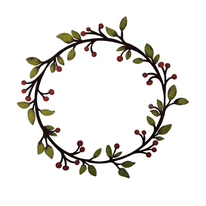 Metal Leaf And Berry Wreath - Heart of the Home Inc