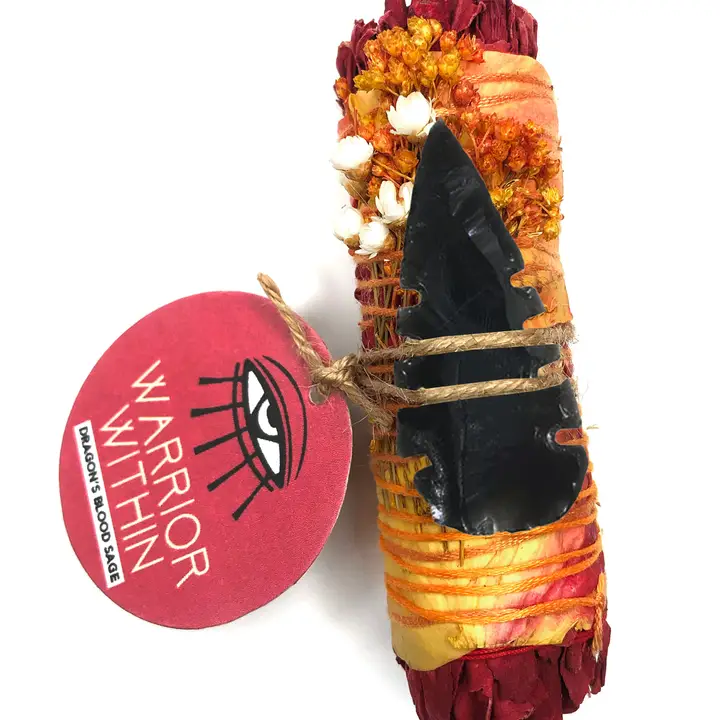 Dragon's Blood Sage Warrior Within Ritual Wand With Obsidian - Heart of the Home Inc