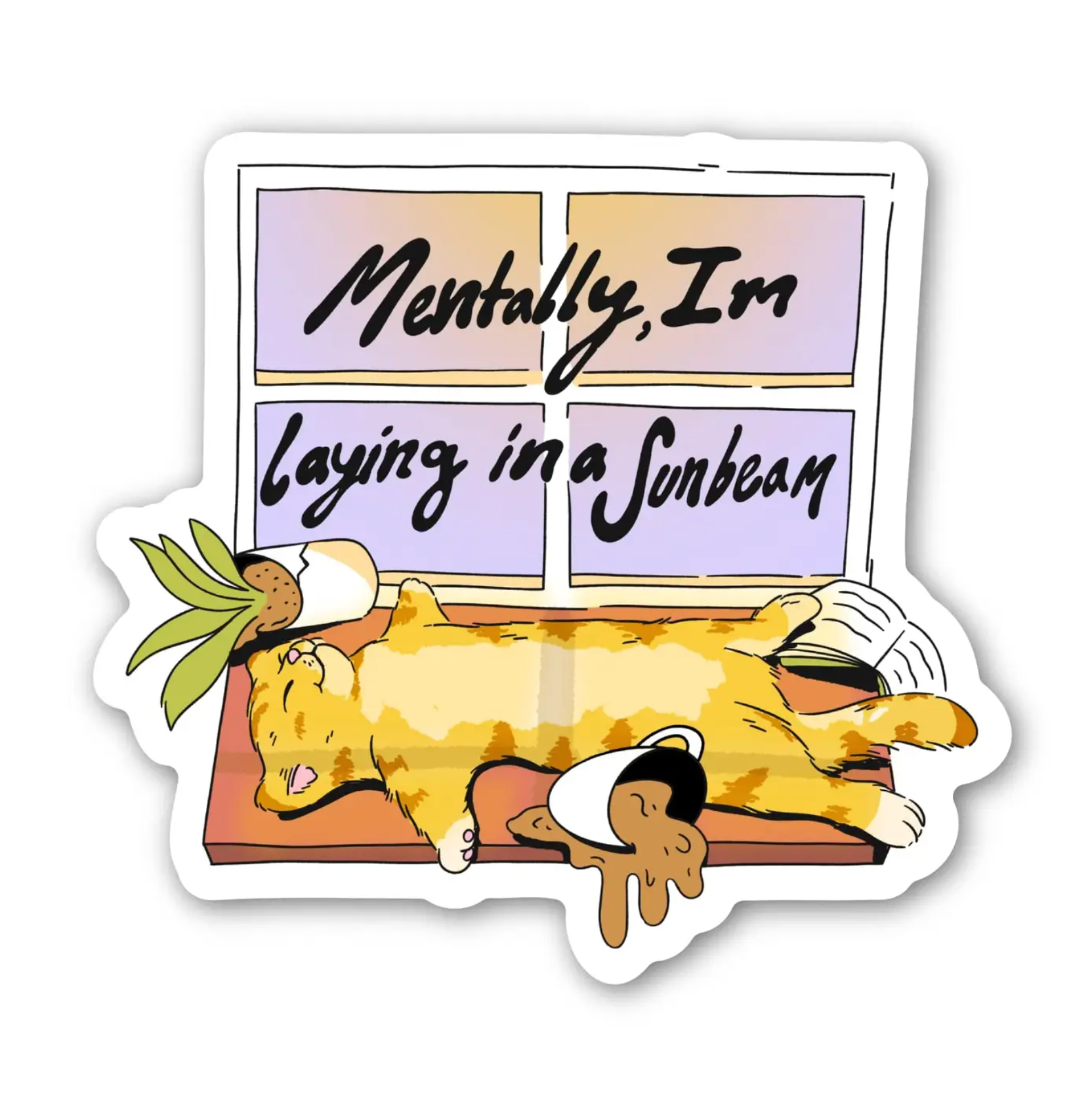 Laying in a Sunbeam Cat Sticker - Heart of the Home Inc