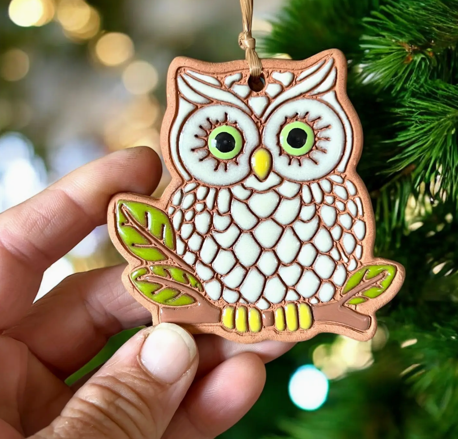 Cream Owl Ornament