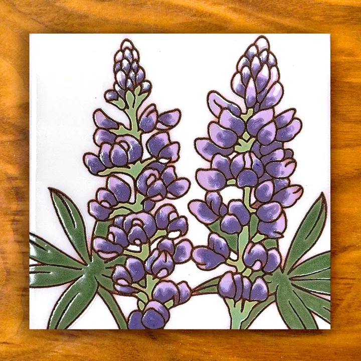 Desert Lupine Glazed Tile