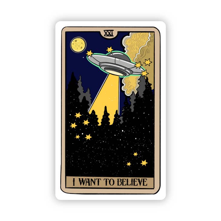 I Want To Believe UFO Tarot Card Vinyl Sticker - Heart of the Home LV
