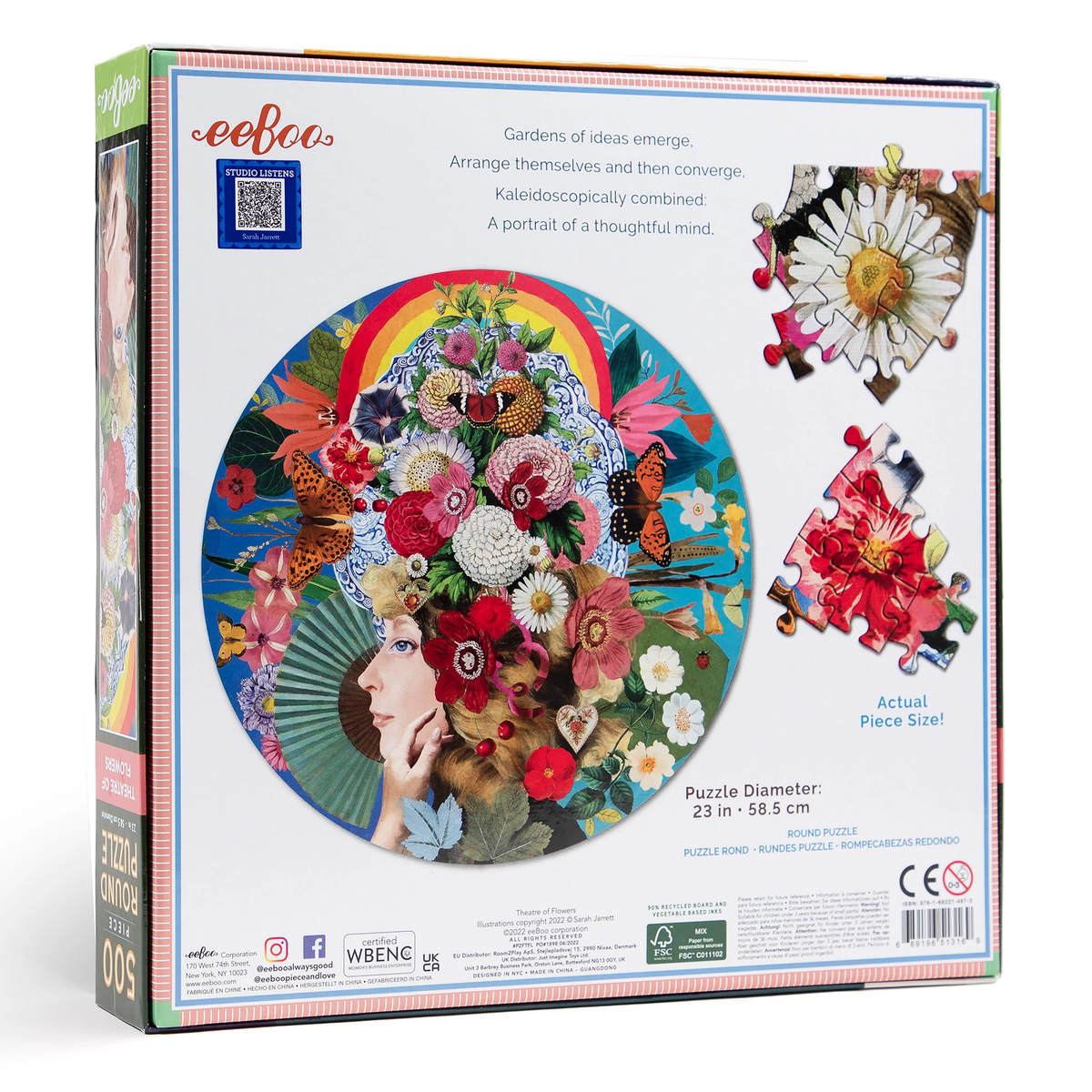 Eeboo Puzzle 500 pc Round Theatre of Flowers PZFTFL - Heart of the Home LV