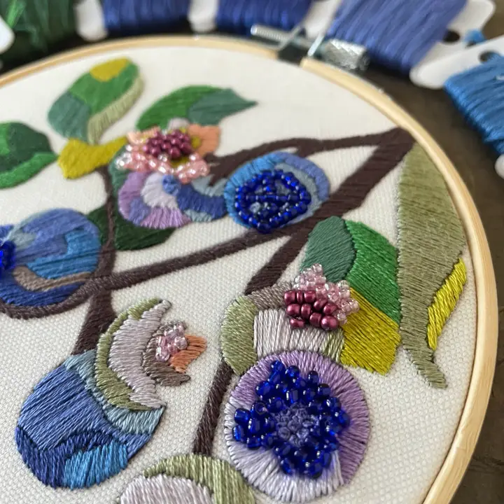 Blueberry Blossom Embroidery & Beadwork Kit