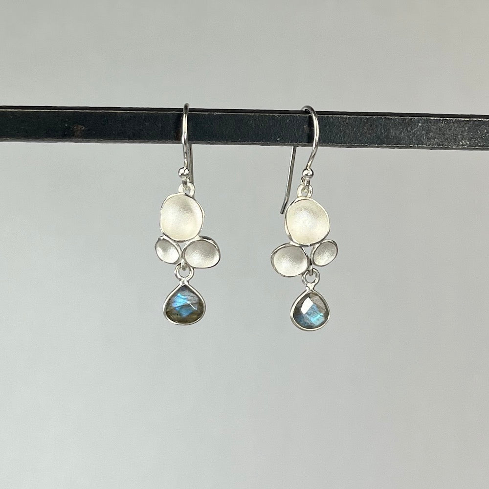 Tripod Labradorite Cutie Earrings in Silver - Heart of the Home PA