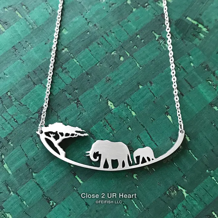 Elephants Stainless Steel Necklace - Heart of the Home LV