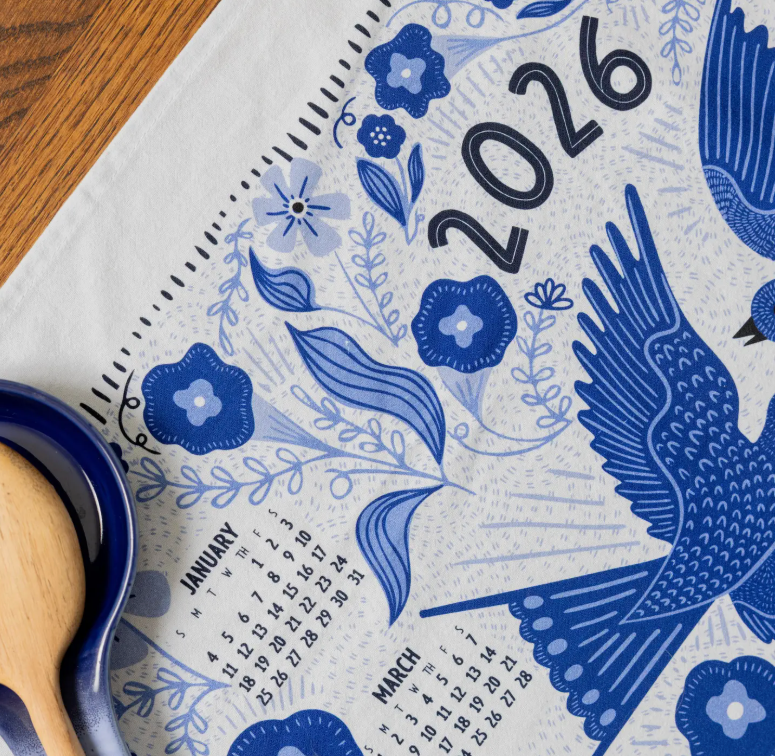 2026 Calendar Bluebird Tea Towel - Heart of the Home Inc