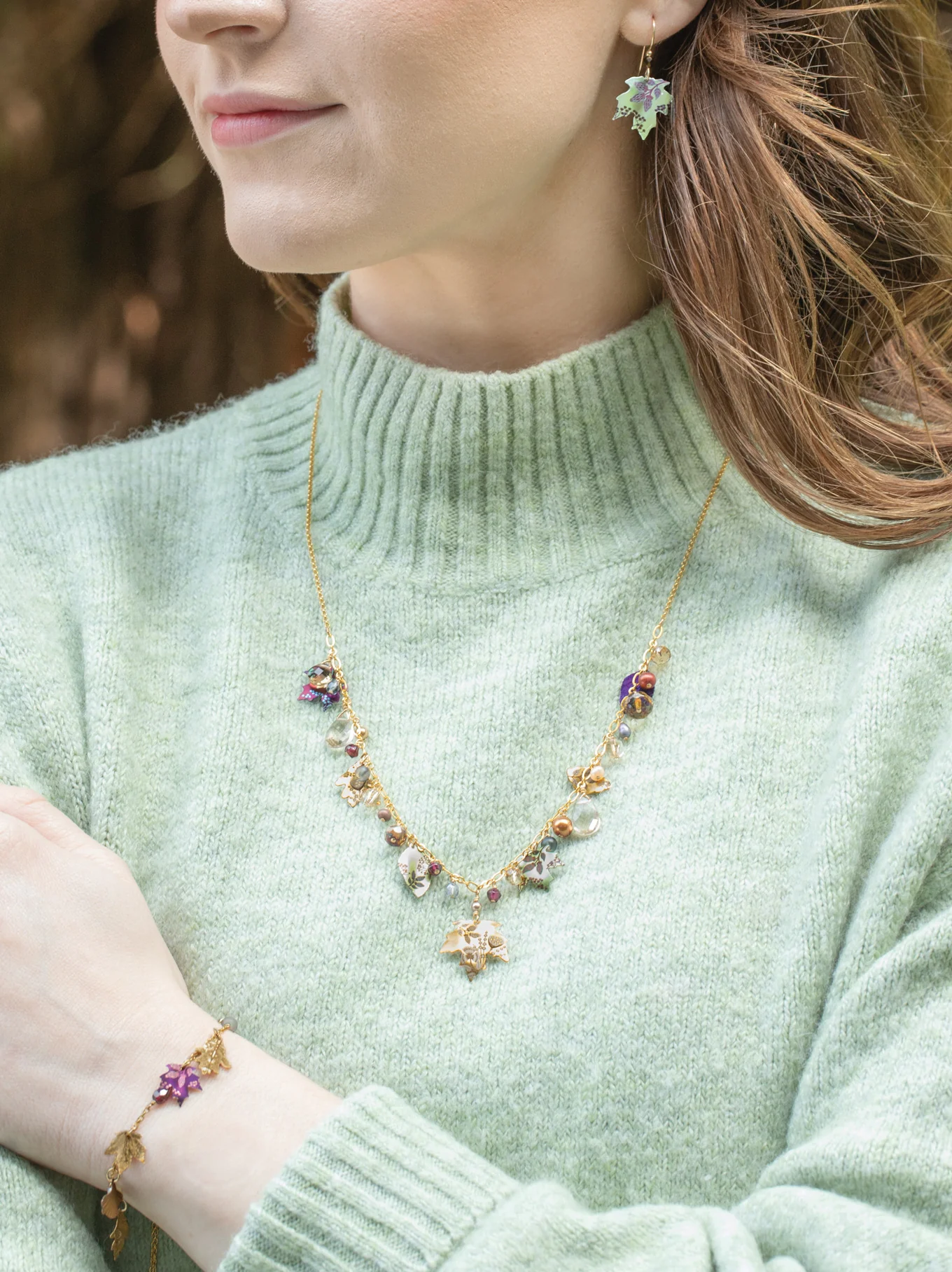 Blooming Maple Earrings in Sage - Heart of the Home Inc