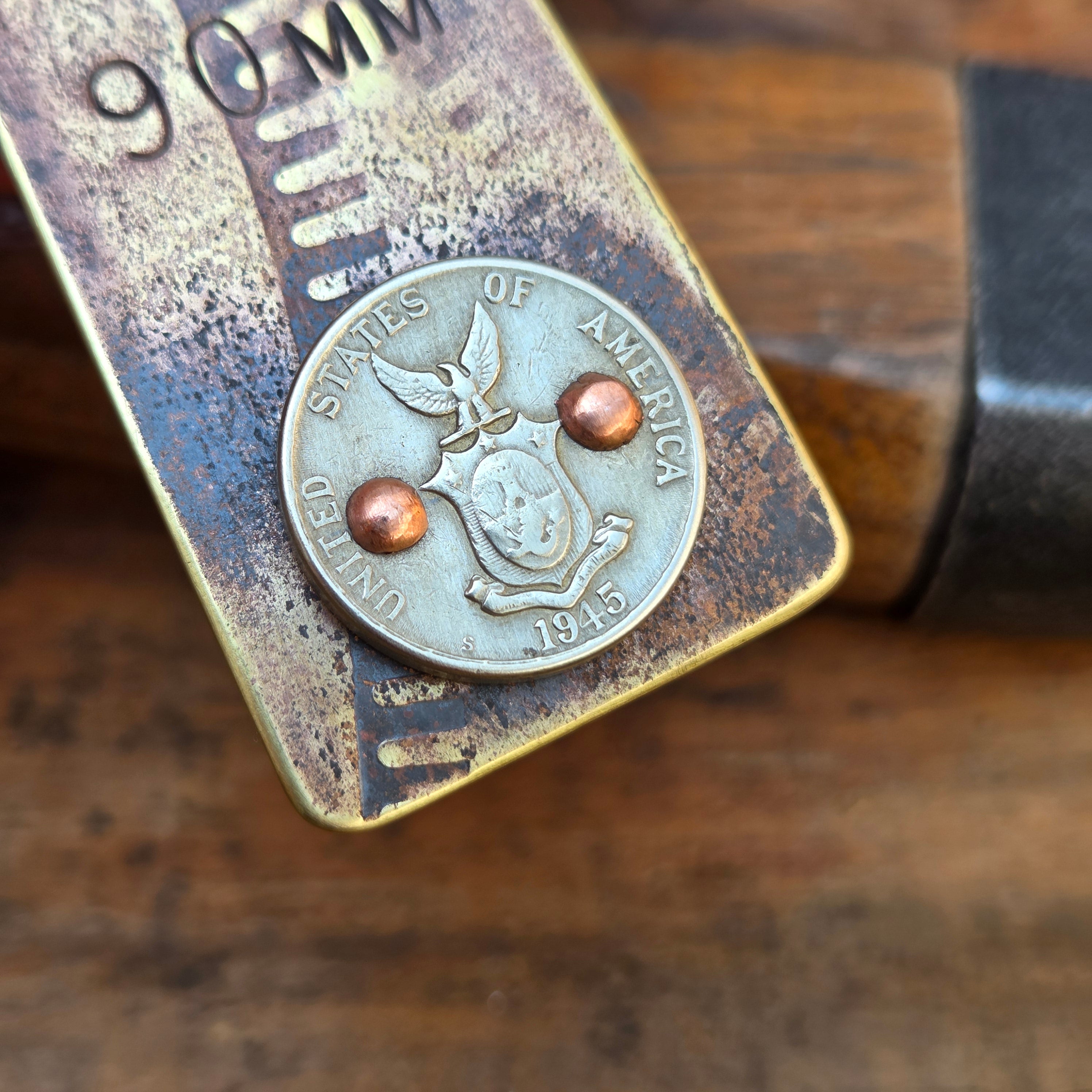 WWII Shell Casing & Coin Money Clip - 5 Centavo