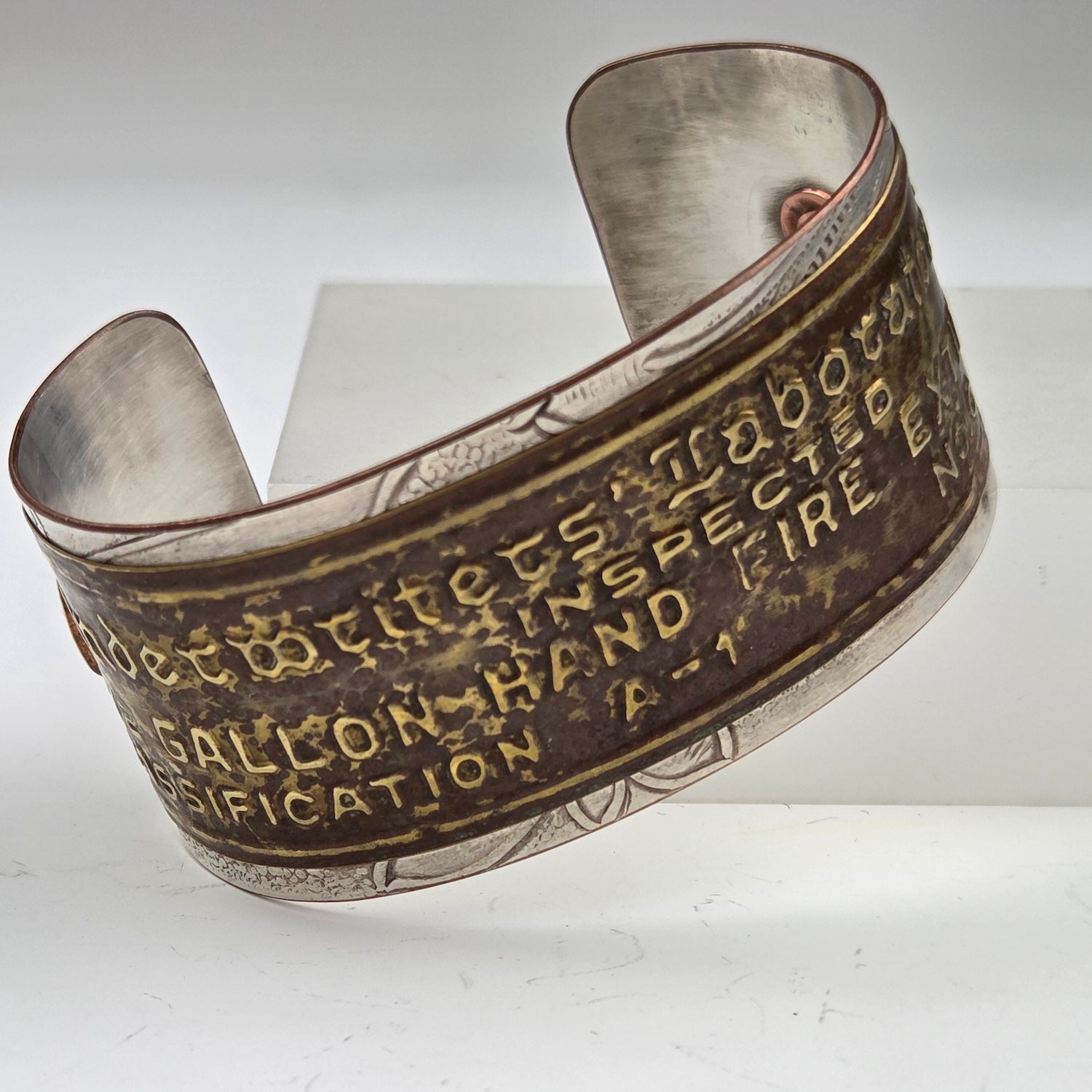 "Underwriters' Laboratory" Machine Plate Cuff Bracelet - Heart of the Home Inc