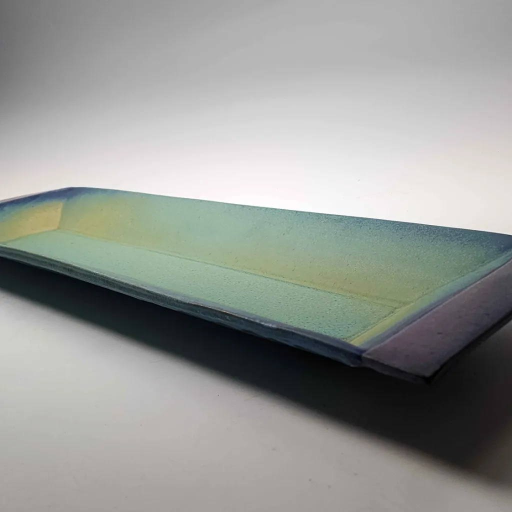 Large Rectangular Tray in Turquoise and Lavender