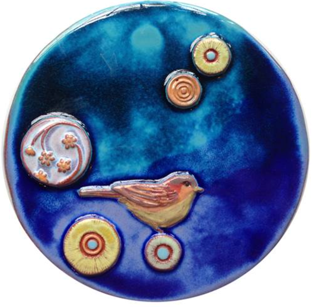 Balancing Bird Circle Tile in Cobalt - Heart of the Home Inc