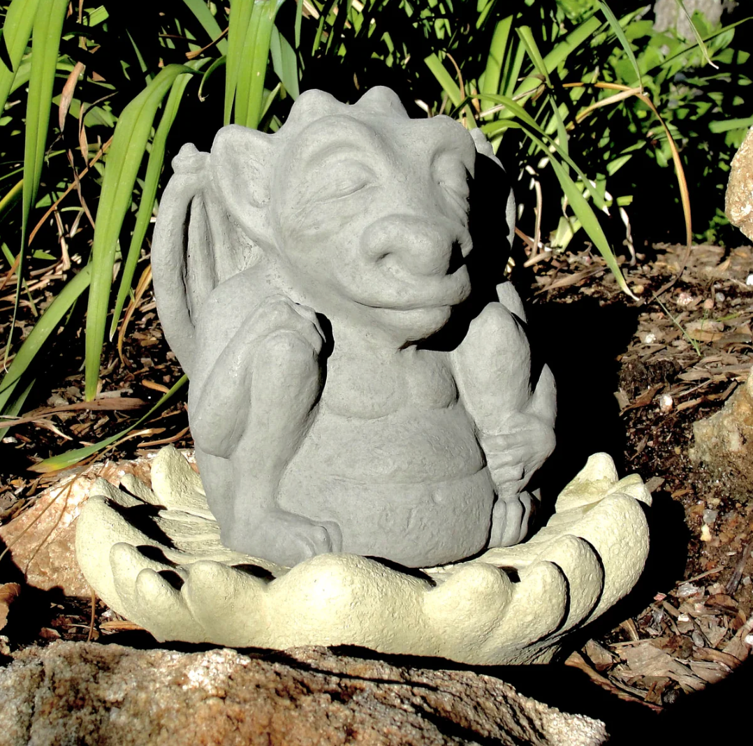 Medium Meditating Gargoyle Stone Statue - Heart of the Home Inc