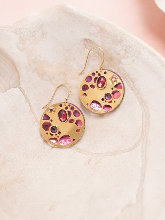 Ocean Depths Earrings in Pink Sunset - Heart of the Home PA