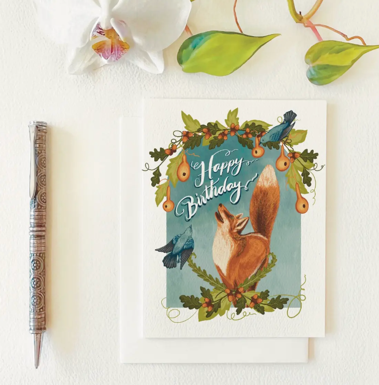 Fox in the Garden Birthday Card - Heart of the Home Inc