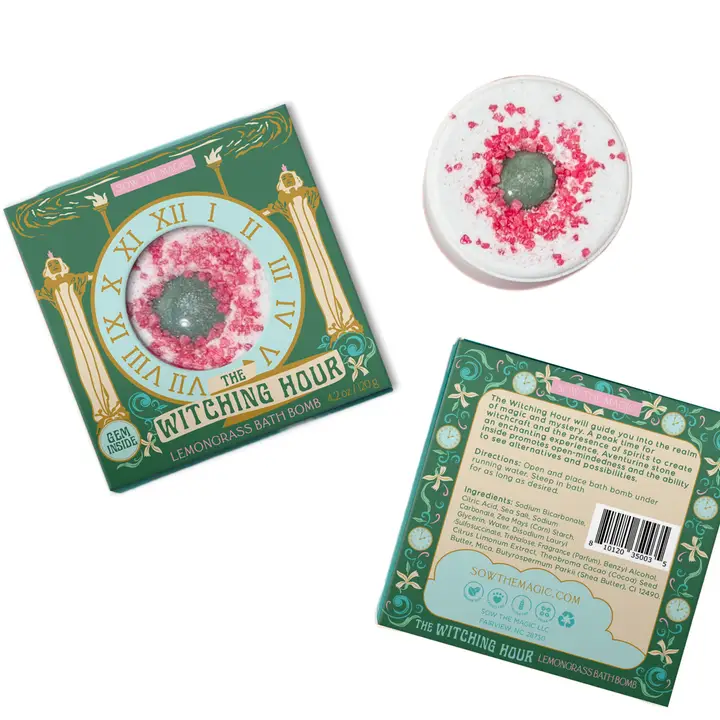 The Witching Hour Lemongrass Bath Bomb With Adventurine - Heart of the Home Inc