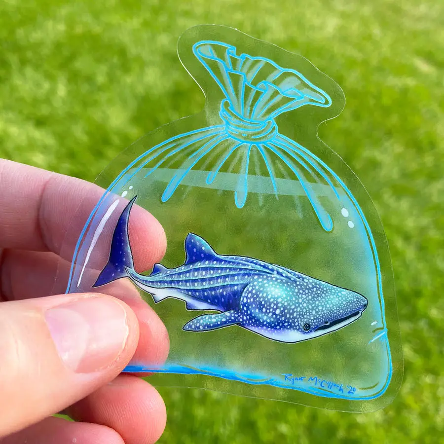 New Pet Whale Shark Clear Vinyl Sticker - Heart of the Home Inc