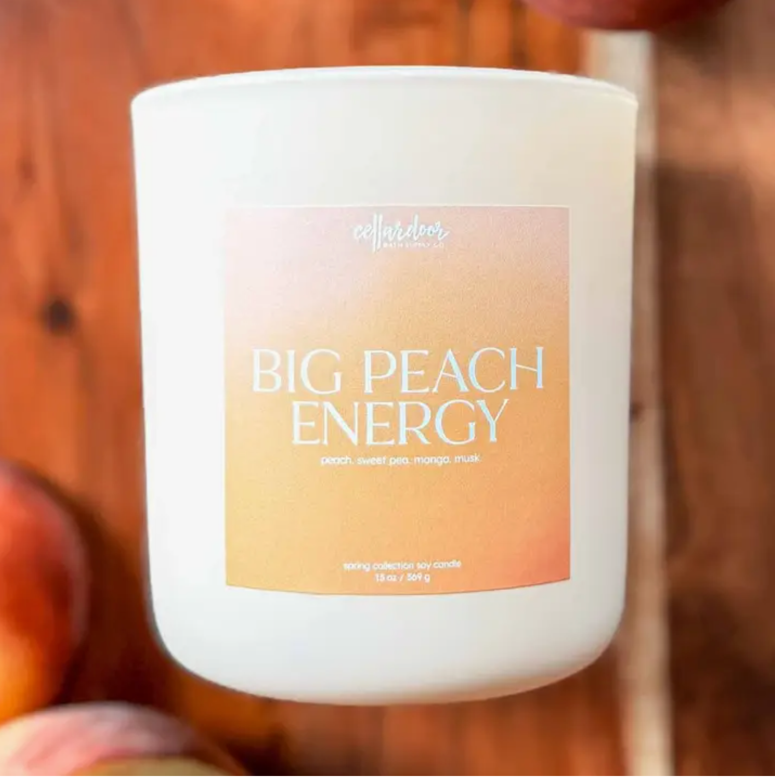 Big Peach Energy Double Wick 13oz Candle - Heart of the Home Inc