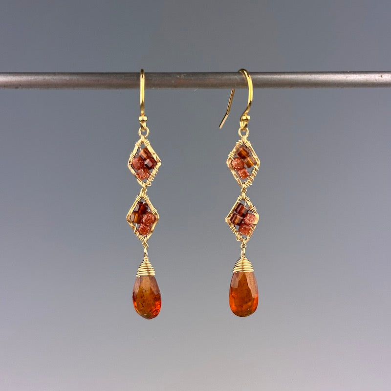 Orange Diamond-Shaped Earrings - Heart of the Home Inc