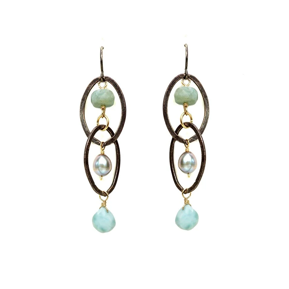 Larimar Link Earrings - Heart of the Home Inc