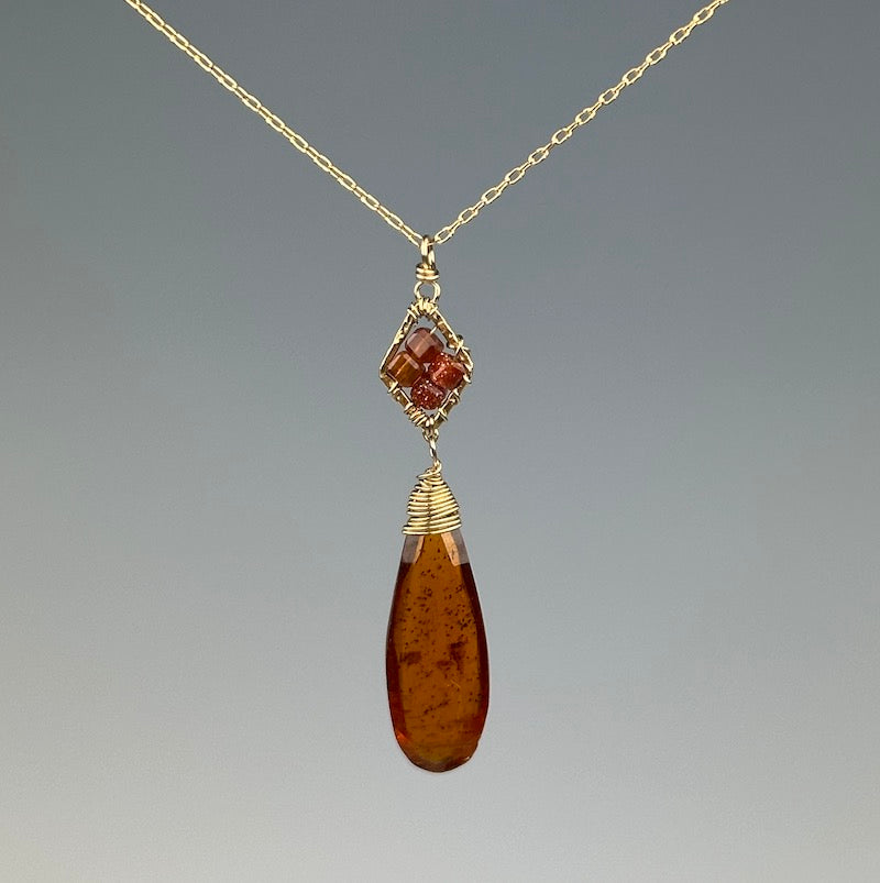 Orange Kyanite Droplet Necklace - Heart of the Home Inc