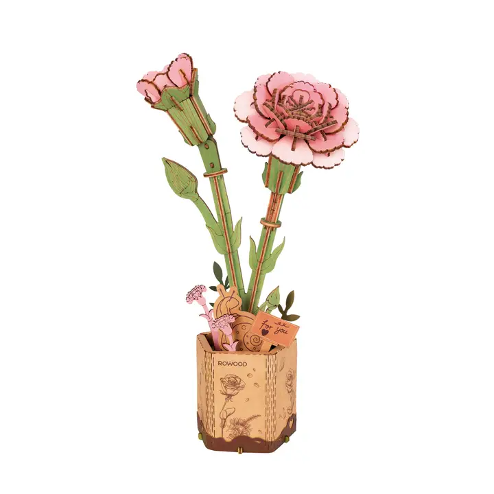 Pink Carnation Wooden 3D Puzzle - Heart of the Home LV