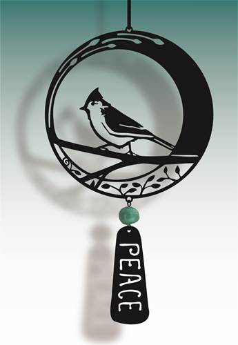 Tufted Titmouse With Peace Dangle - Heart of the Home LV