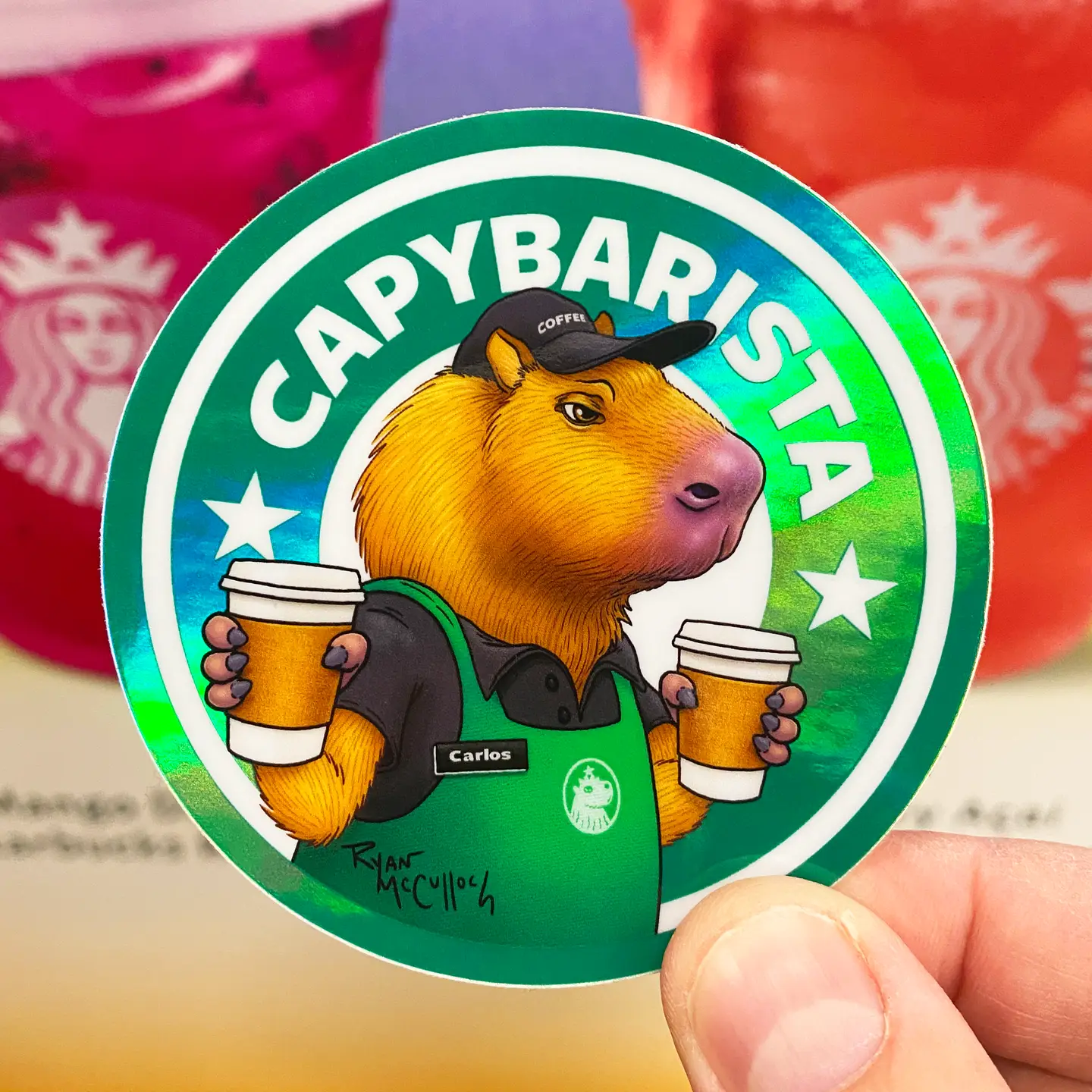 Capybarista Holographic Vinyl Sticker - Heart of the Home Inc