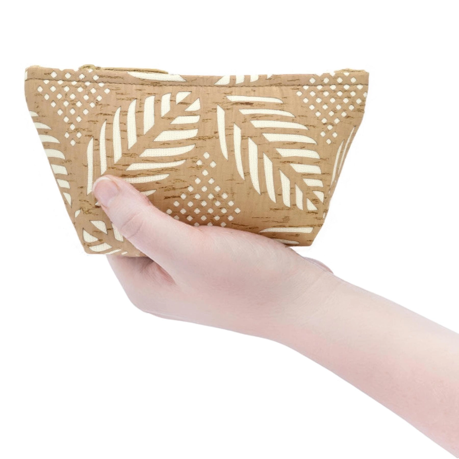 Small Cork Zip Pouch in Die Cut Palm Pattern - Heart of the Home Inc