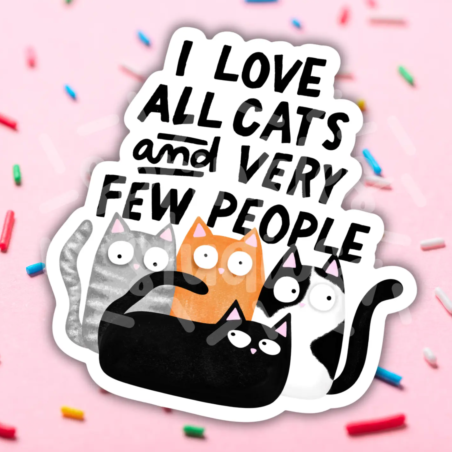 I Love All Cats Sticker