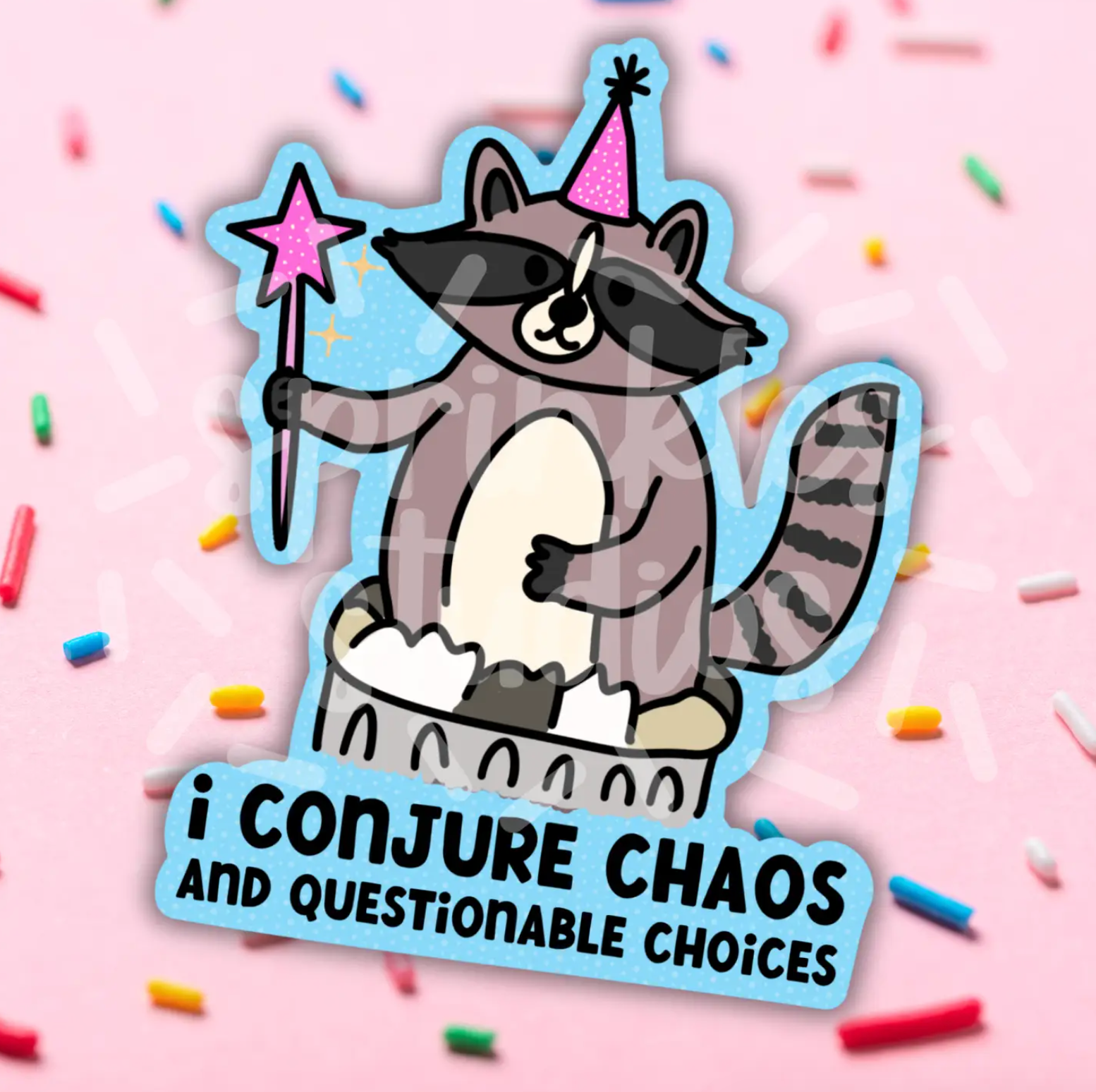 Chaos and Questionable Choices Raccoon Sticker - Heart of the Home Inc