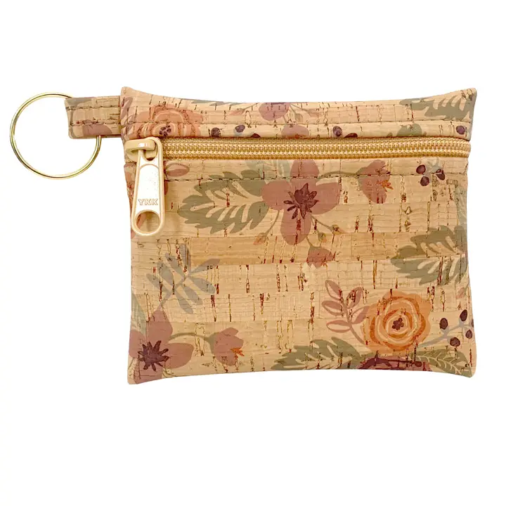 Flourish Floral Cork Key Chain Pouch - Heart of the Home Inc