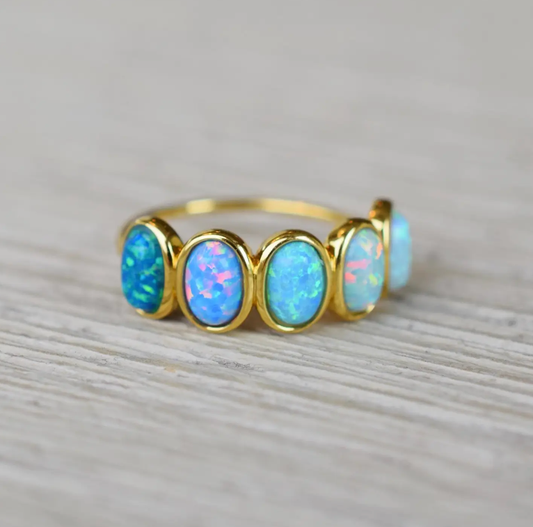 Blue Opal Ombre Candy Ring - Heart of the Home Inc