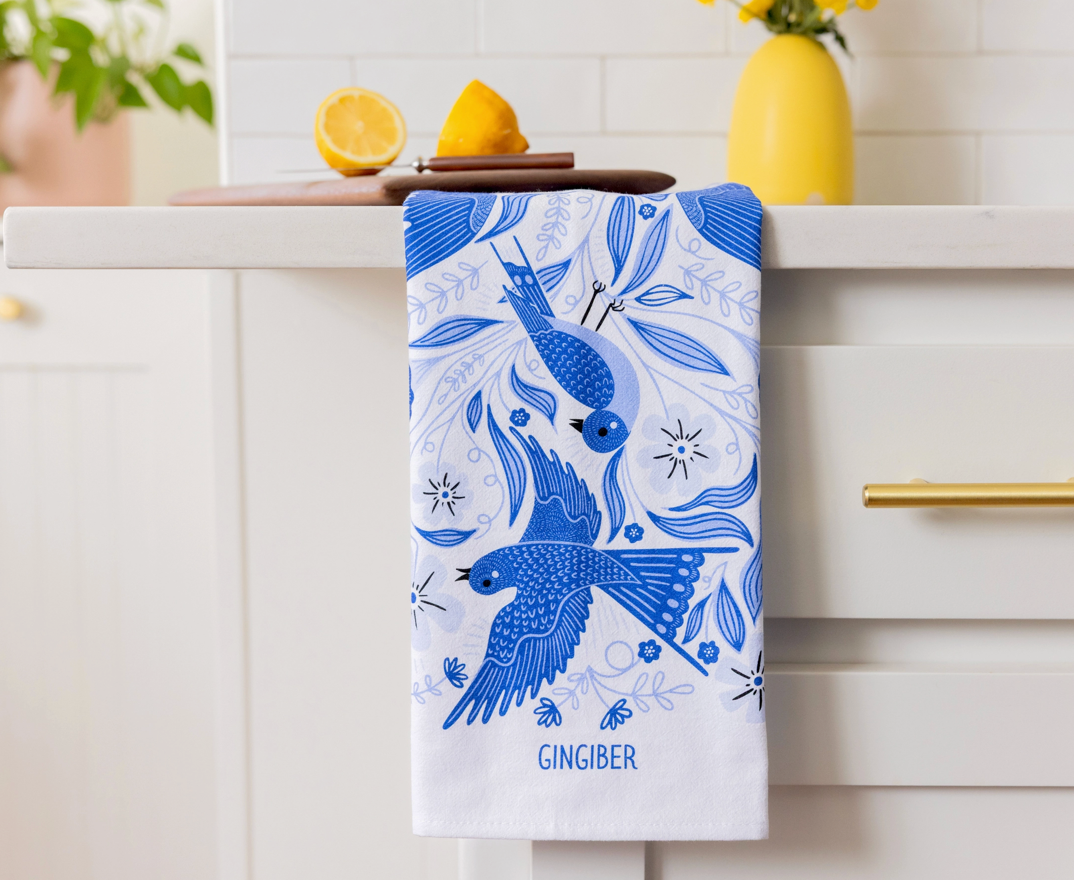 Blue Songbird Tea Towel - Heart of the Home Inc