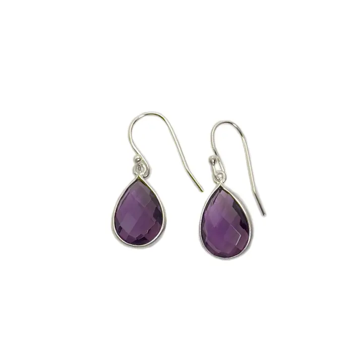 Silver Amethyst Drop Earrings - Heart of the Home Inc