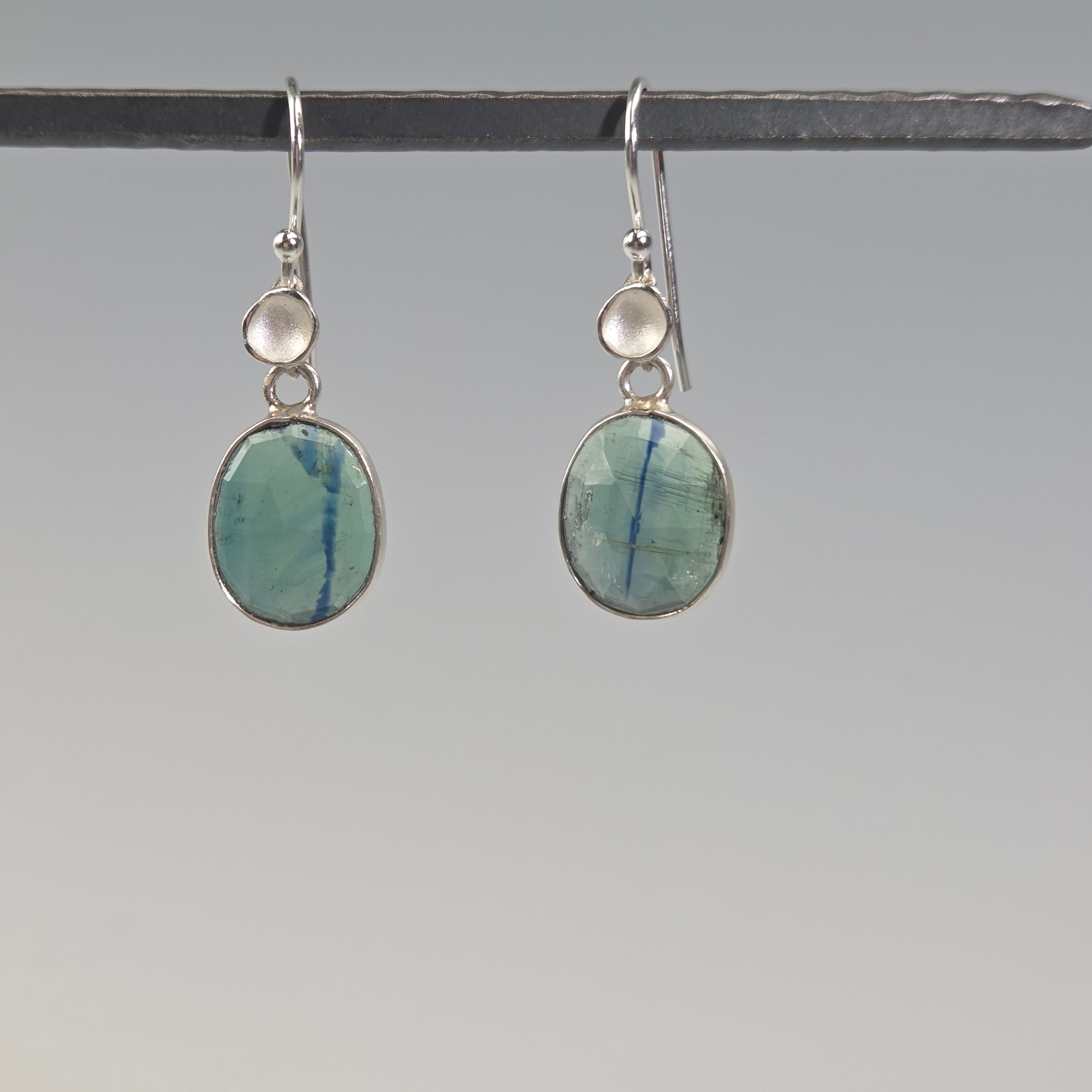 Teal Kyanite Bezel Earrings - Heart of the Home Inc