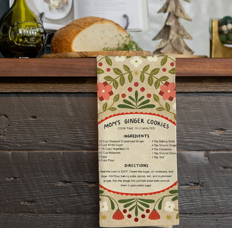 Ginger Cookies Recipe Tea Towel - Heart of the Home Inc
