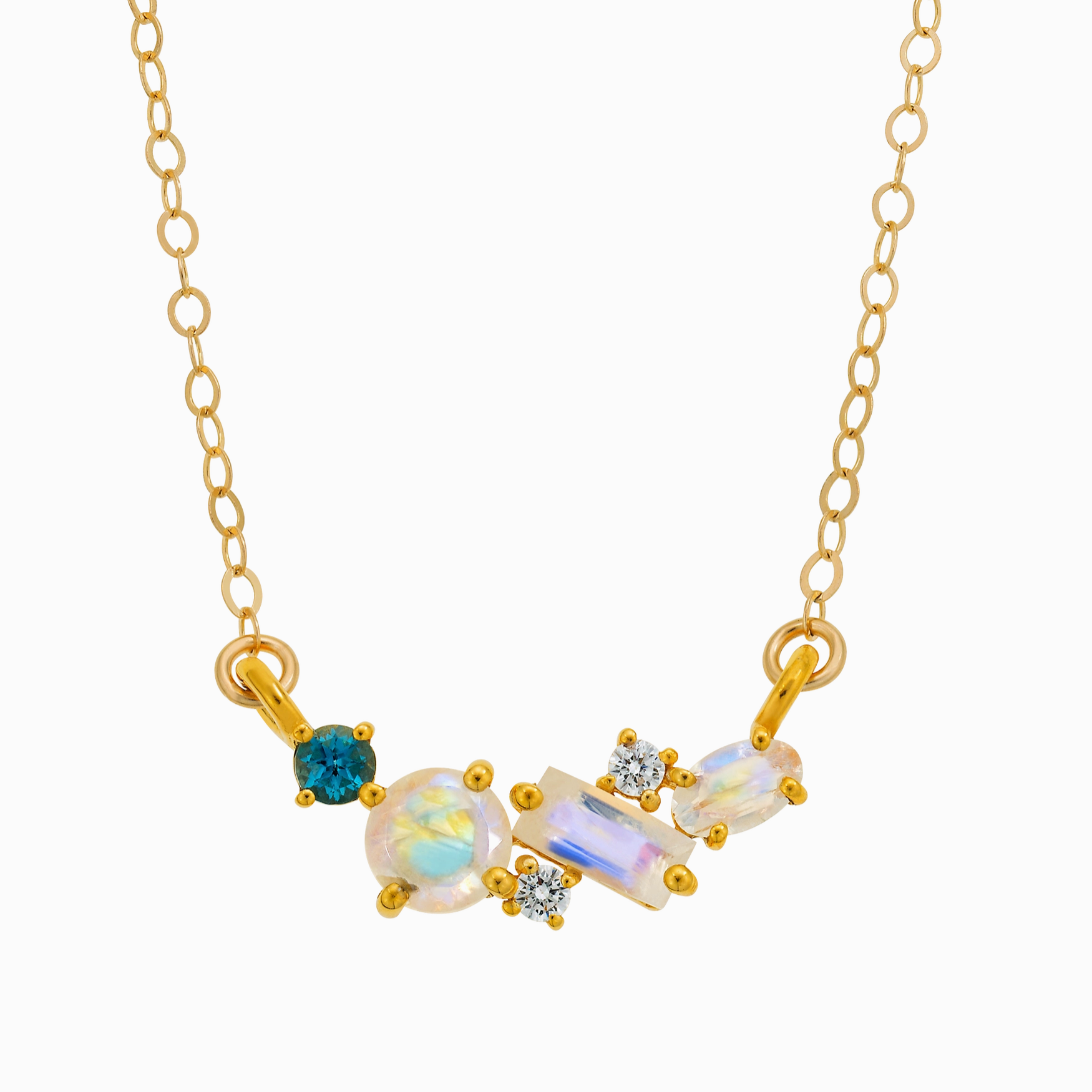 Rainbow Moonstone and Topaz Misty Skies Pendant - Heart of the Home Inc