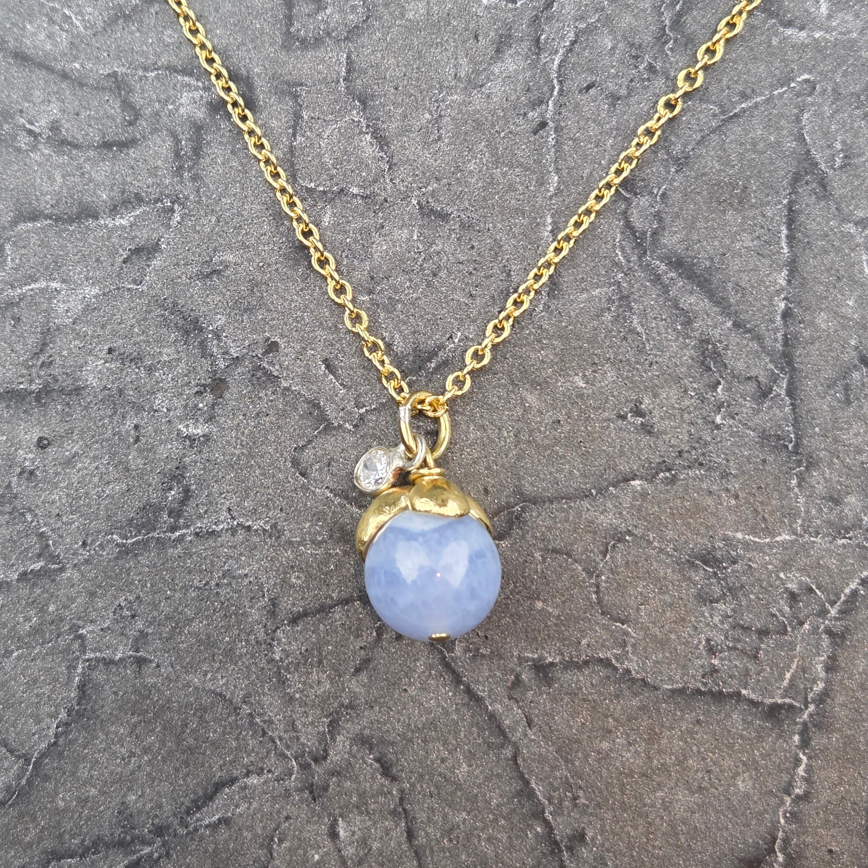 Berry Bloom Necklace in Vermeil and Lace Agate - Heart of the Home Inc
