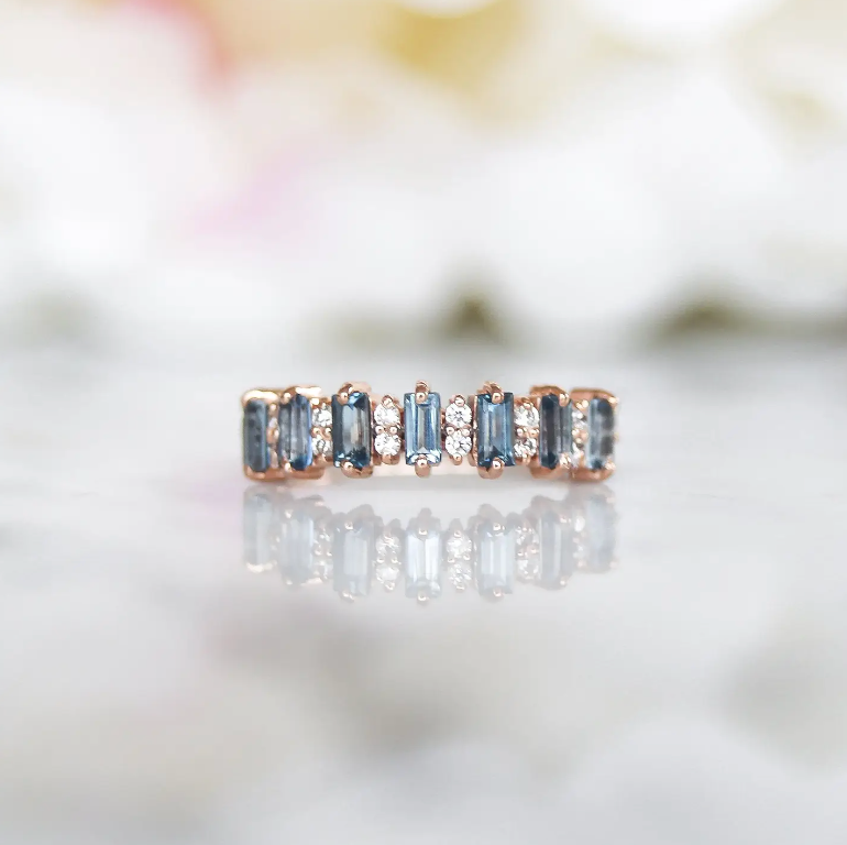 Rose Gold London Blue Topaz Canary Ring - Heart of the Home Inc