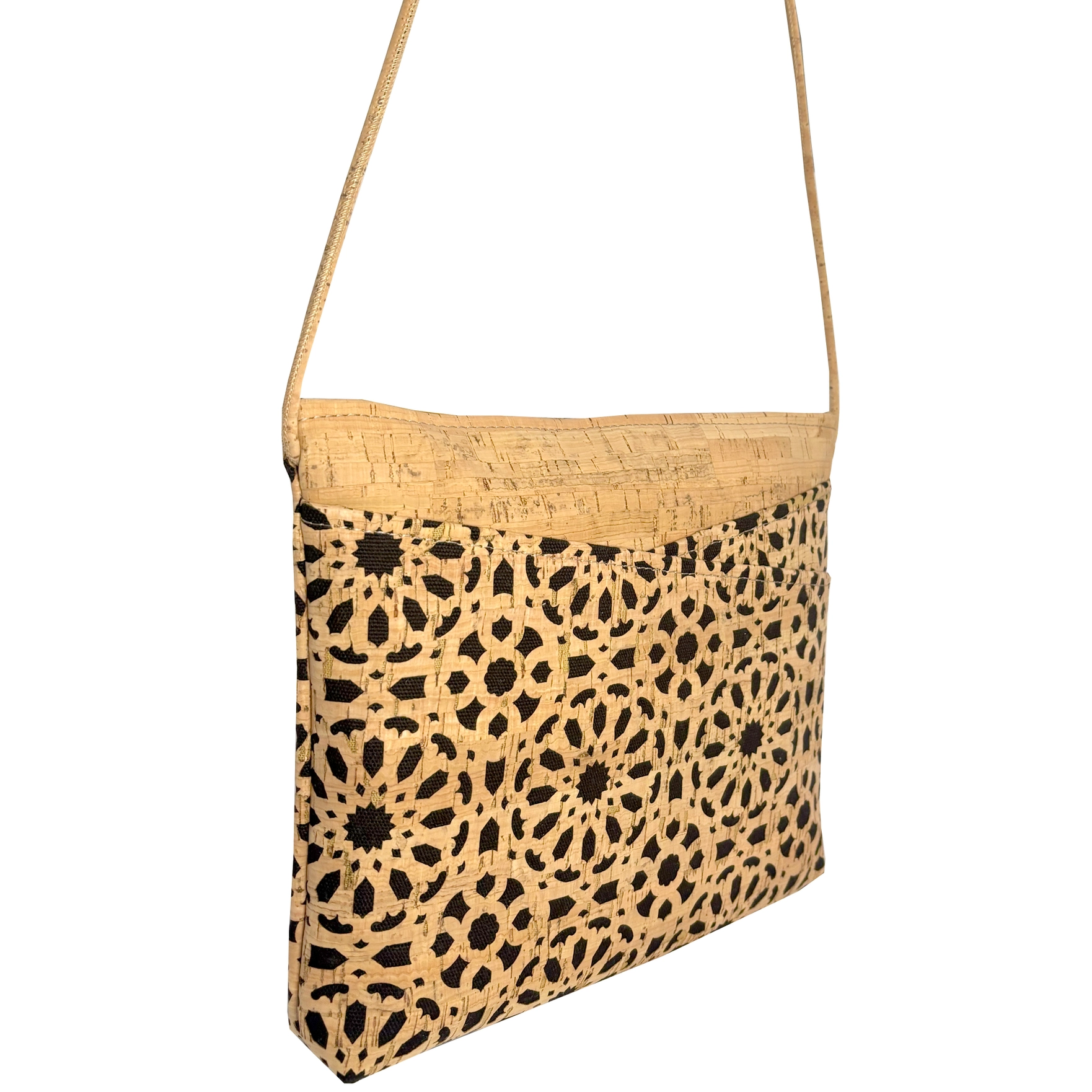 Zip Top Large Cross Body Cork Bag in Die Cut Mandala - Heart of the Home Inc