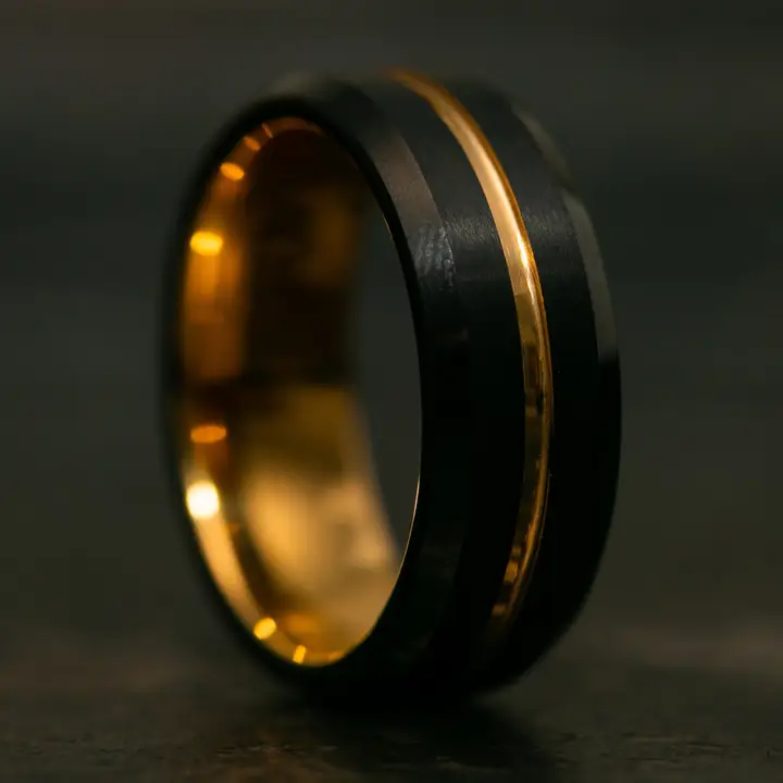 Black & Gold Tungsten Carbide Ring (8mm)