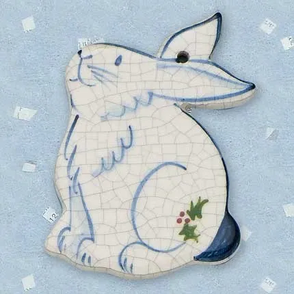 Rabbit & Holly Ceramic Ornament